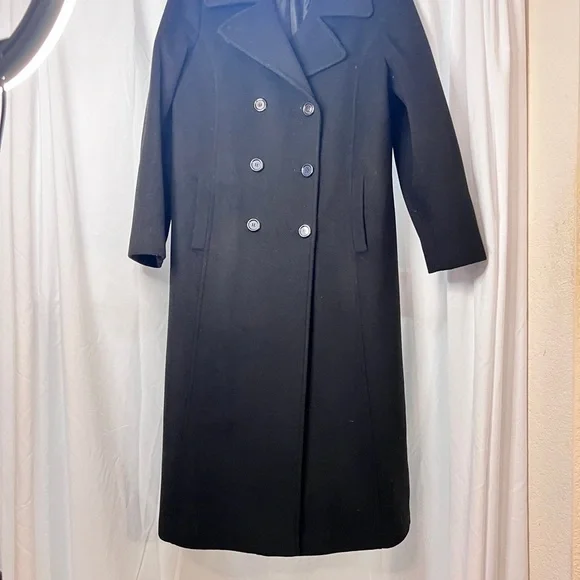 Worthington Black Wool/Cashmere Blend Long Trench Coat - Size 8​ - Picture 8 of 11